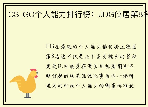 CS_GO个人能力排行榜：JDG位居第8名